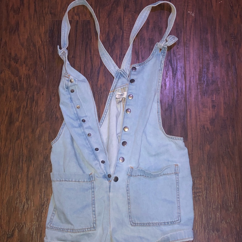 button up jean romper